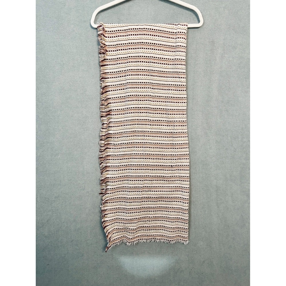 Twig & Arrow Scarf Multi Color Woven Striped Fringed Rectangle 72 Inch Acrylic